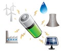 Battery and energy sources, illustration Royalty Free Stock Photo