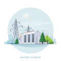 Battery energy storage with transmission grid pylons