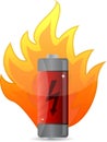 Battery on fire illustration design