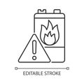 Battery flammability linear icon Royalty Free Stock Photo
