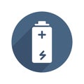 Battery Flat Icon. White Isolated background. Royalty Free Stock Photo