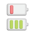 battery is full and low 3d icon set