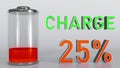 Battery getting low 3D rendering Royalty Free Stock Photo