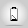 Battery half icon or logo in outline
