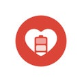 Battery health icon vector. Charging heart logo