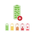 Battery icon with add sign. Battery icon and new, plus, positive symbol