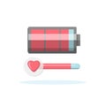 Battery icon charging. Love level concept. Valentine day