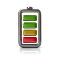 Battery icon with colorful charge status 3d illustration Royalty Free Stock Photo