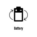 Battery icon with description. Element of energy saving icon for mobile concept and web apps. Detailed Battery icon can be used Royalty Free Stock Photo