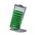Battery icon with green charge indicator. 3D Royalty Free Stock Photo