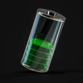 Battery icon with green charge indicator. 3D Royalty Free Stock Photo