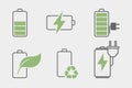 Rechargeable battery icon set. Flat style. Isolated on white background. Royalty Free Stock Photo