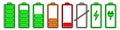 Battery icon set with charge level indicators vector isolated