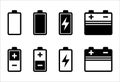 Battery icon set. Battery charge level. Lithium battery Charging icons or symbol. Vector stock illustration Royalty Free Stock Photo