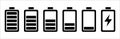 Battery icon set. Battery charging level sign. Charge capacity levels percentage illustration. Vector simple design