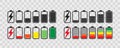 Battery icon set . Collection of charge battery level indicators. Charge indicator , vector illustration. Smartphone accumulator Royalty Free Stock Photo