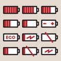 Battery Icon Set Vector Illustration Royalty Free Stock Photo