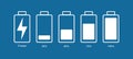 Battery icon set. Vector illustration. Discharged and fully charged battery smartphone. Royalty Free Stock Photo