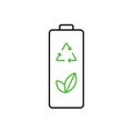 Battery icon with a sign recycling and environmental safety