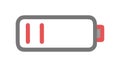 Battery Icon with Two Red Bars, Low Charge Indicator, vector design Generative AI Royalty Free Stock Photo