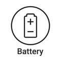 Battery icon. Vector line symbol for a website, product card, presentation and mobile app, packaging or instruction. Editable Royalty Free Stock Photo
