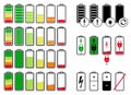 Battery. Icon vector set. Symbol different charge level battery smartphone, phone, equipment.