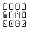 Battery icons set in ios7 style Royalty Free Stock Photo