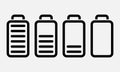 Battery icons set for your design. Charger phases. Line art design vector illustration.