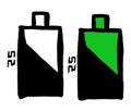 Battery indicator. Vector Illustration. Imitation drawing brush black ink