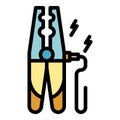 Battery jumper icon color outline vector