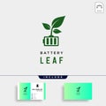 battery leaf eco nature energy renewable simple logo template vector illustration Royalty Free Stock Photo