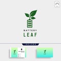 battery leaf eco nature energy renewable simple logo template vector illustration Royalty Free Stock Photo