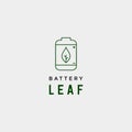 battery leaf eco nature energy renewable simple logo template vector illustration Royalty Free Stock Photo