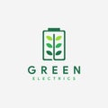 Battery leaf, electric nature energy logo icon vector