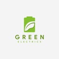 Battery leaf, electric nature energy logo icon vector