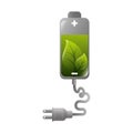 battery with leafs plant Royalty Free Stock Photo