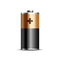 Battery level 3d vector icon mockup glossy energy. Full battery cylinder