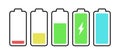 battery level indicators. Charging level batteries charge indicator.