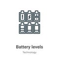 Battery levels outline vector icon. Thin line black battery levels icon, flat vector simple element illustration from editable