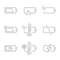 Battery line icon set. Battery indicator flat vectors or logo.