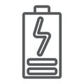 Battery load line icon, electric and power, energy charge sign, vector graphics, a linear pattern on a white background.