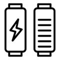 Battery load line icon. Full charge vector illustration isolated on white. Energy outline style design, designed for web