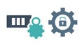 Battery with Lock and Gear Icon, vector design Generative AI Royalty Free Stock Photo