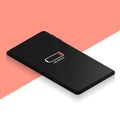 Battery low isometric smartphone vector. Royalty Free Stock Photo