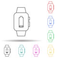 battery low on a smart watch multi color style icon. Simple thin line, outline vector of web icons for ui and ux, website or