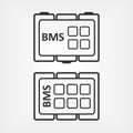 Battery management system outline vector icon. Flat BMS sign transparent concept