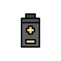 Battery, Minus, Plus Flat Color Icon. Vector icon banner Template