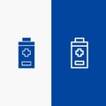 Battery, Minus, Plus Line and Glyph Solid icon Blue banner Line and Glyph Solid icon Blue banner Royalty Free Stock Photo