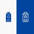 Battery, Minus, Plus Line and Glyph Solid icon Blue banner Line and Glyph Solid icon Blue banner