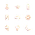 battery , moon , crecent , ecology , sun , cloud , rain , weather , eps icons set vector Royalty Free Stock Photo